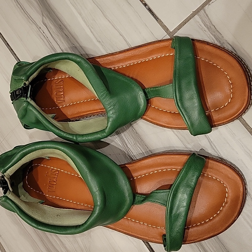 Green Vialis  Leather Women's Sandals